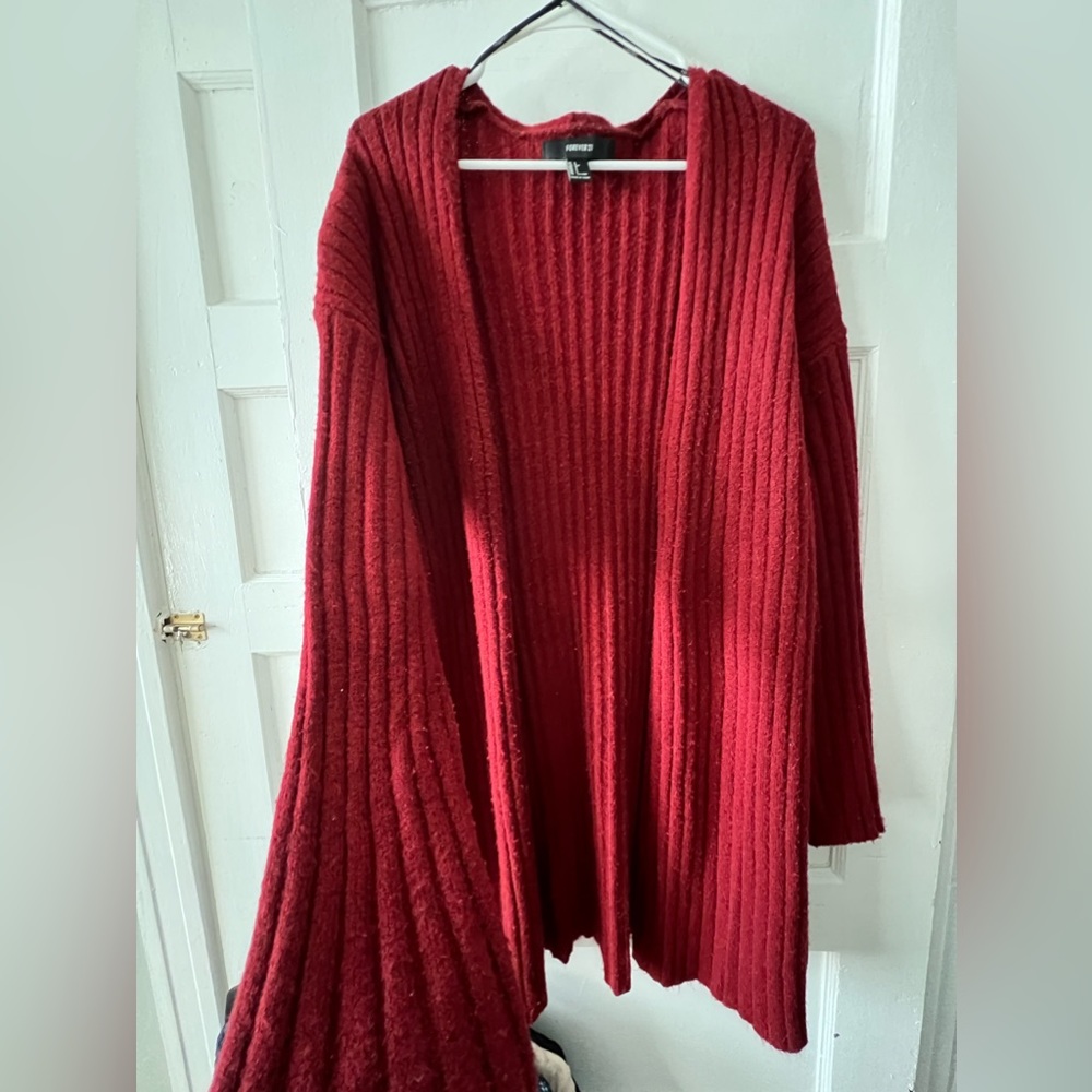 Maroon knit cardigan